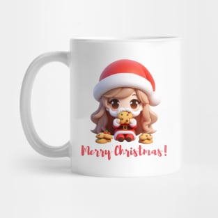 Chibi Kawaii Santa Claus Eating Cookies Mug